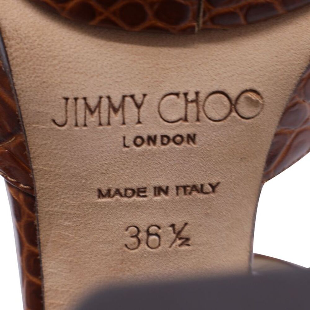 Jimmy Choo Maple Croc-Embossed Platform Pumps in Brown Leather - Picture 7 of 8